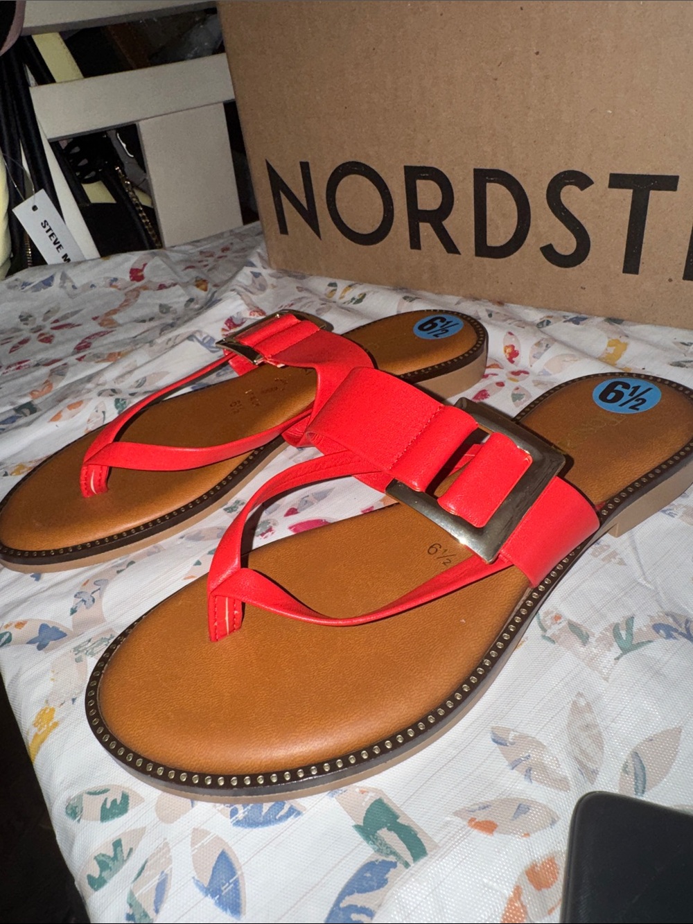 Toscanelli Red Buckle Thong Sandals for Women